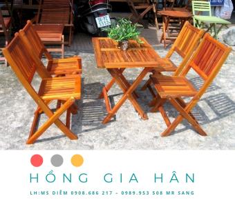 Bàn ghế gỗ xếp gọn giá rẻ Tp.HCM Hông Gia Hân G0928