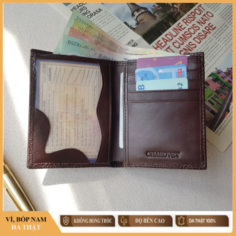 Ví nam, bóp nam da bò vân cá sấu Chakovet V.99A, Kiểu ví dáng đứng nhiều ngăn đựng tiền và thẻ, đựng được GPLX loại cũ (nâu, đen)