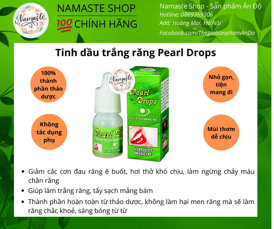 Tinh dầu Pearl Drops Ấn Độ giúp trắng răng, sạch mảng bám, thơm miệng