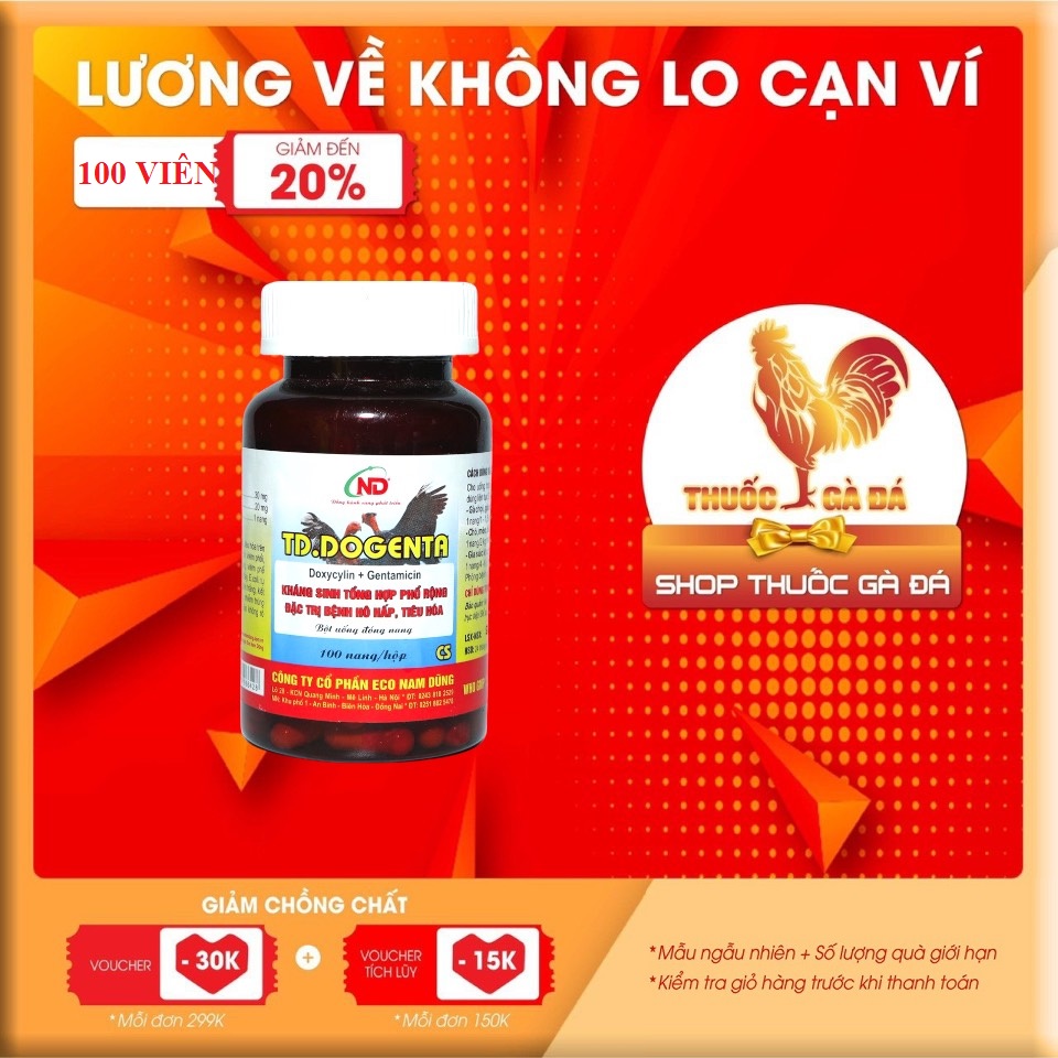 Td.dogenta cs khò khè, sổ mũi gà đá 1 hộp 100 viên