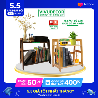 Kệ sách để bàn VIVUDECOR KB01 gỗ tự nhiên