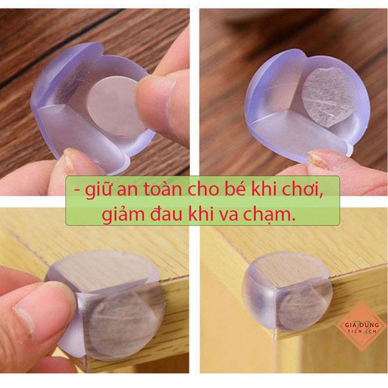 [COMBO 4 CHIẾC] Dụng cụ bọc cạnh bàn ghế - Miếng dán silicon cho bàn ghế, kính - Set 4 bịt góc bàn an toàn cho bé yêu - Bịt góc bàn ghế cạnh tủ silicon mềm an toàn cho trẻ nhỏ