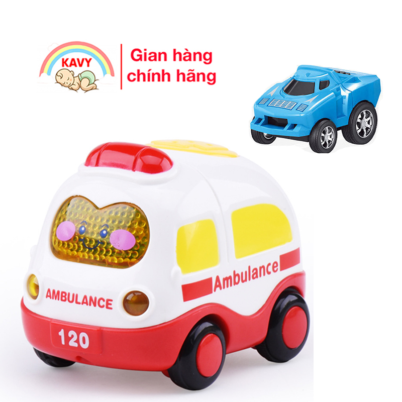 Đồ chơi cho bé xe cứu thương hồng có nhạc và đèn chạy đà kèm sẵn pin, TẶNG kèm 1 xe ô tô mini xinh xắn đáng yêu cho bé