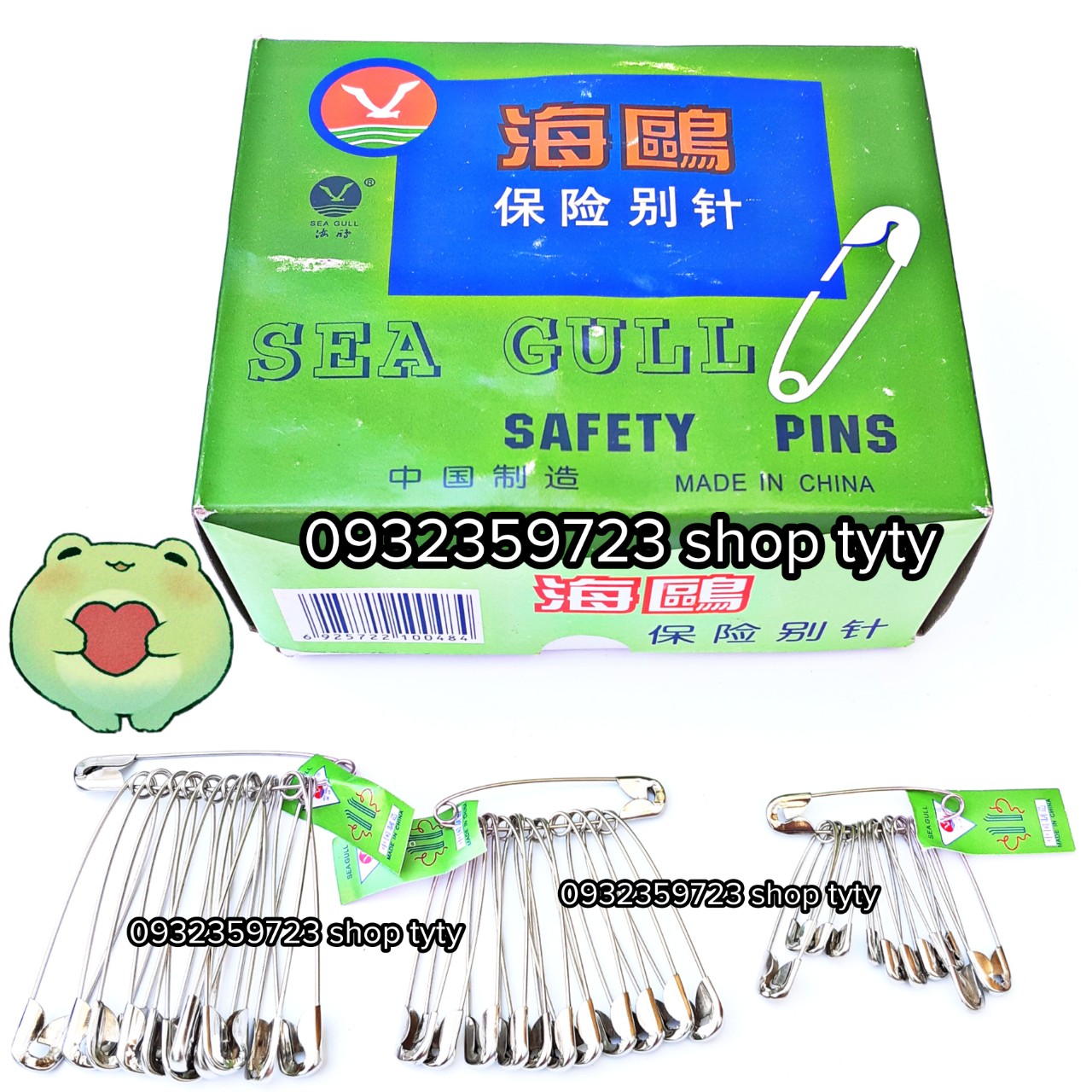 1 Hộp Kim Tây Cài Áo (Gồm 3 Loại :LỚN TRUNG NHỎ) Hiệu SEA GULL Dùng Để Cố Định