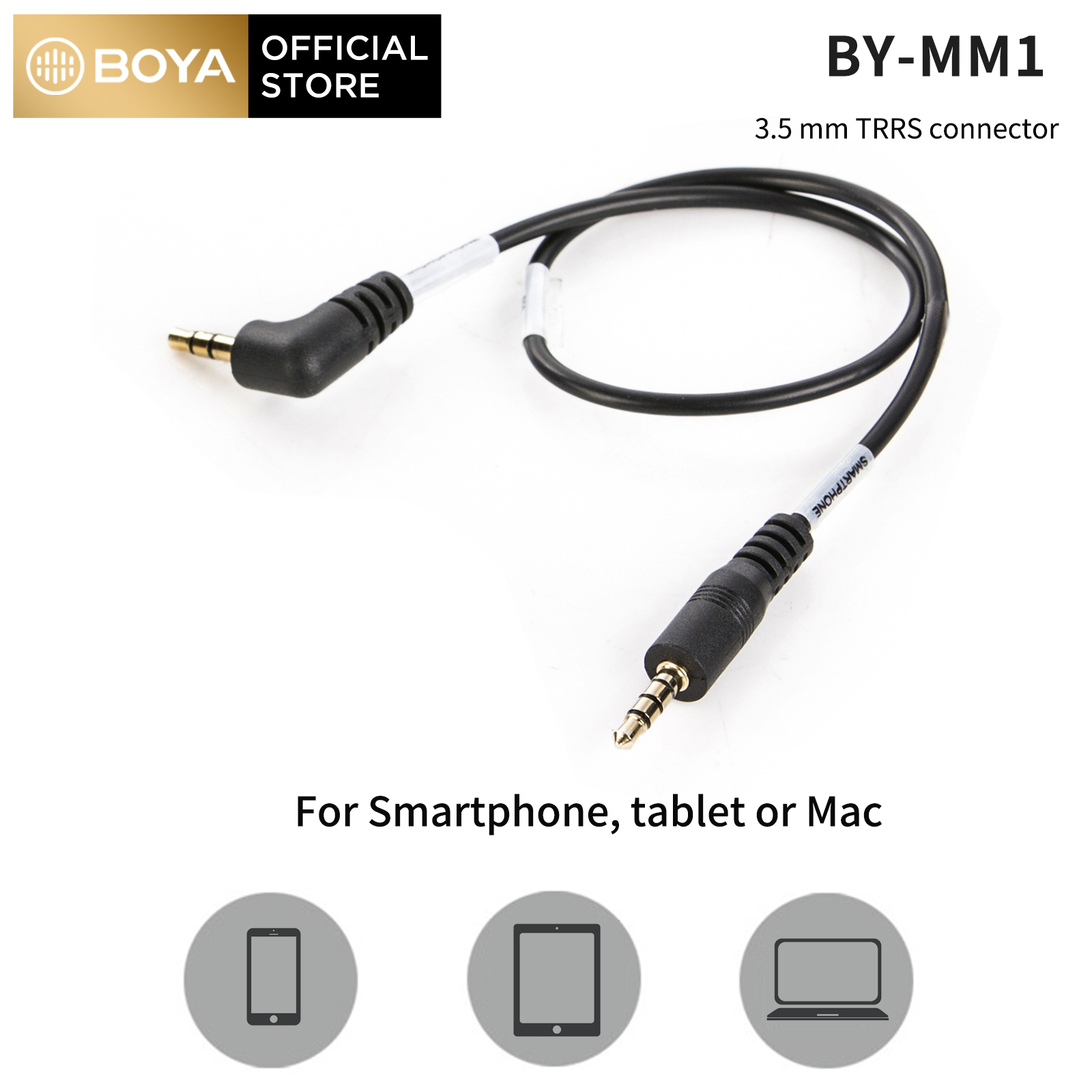 BOYA 3.5mm Male TRS to 3.5mm Male TRS/TRRS Output Camera Smartphone Cable, TRS TRRS Cord for BY-MM1 Microphone ราคา 280 บาท*ส่งฟรี