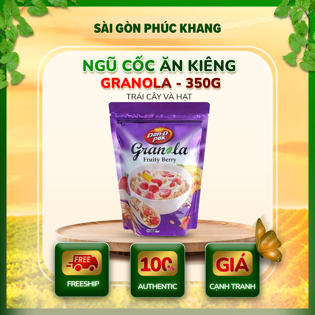 NGŨ CỐC ĂN KIÊNG GRANOLA 350GR TRÁI CÂY VÀ HẠT FRUITY BERRY DAN.D.PAK,KHÔNG CHẤT BẢO QUẢN,HỖ TRỢ ĂN KIÊNG GIẢM CÂN,CHỐNG LÃO HÓA DA