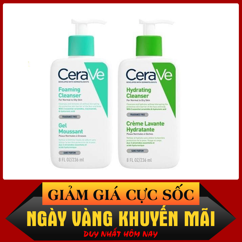Sữa rửa mặt cerave da dầu và da khô 236ml