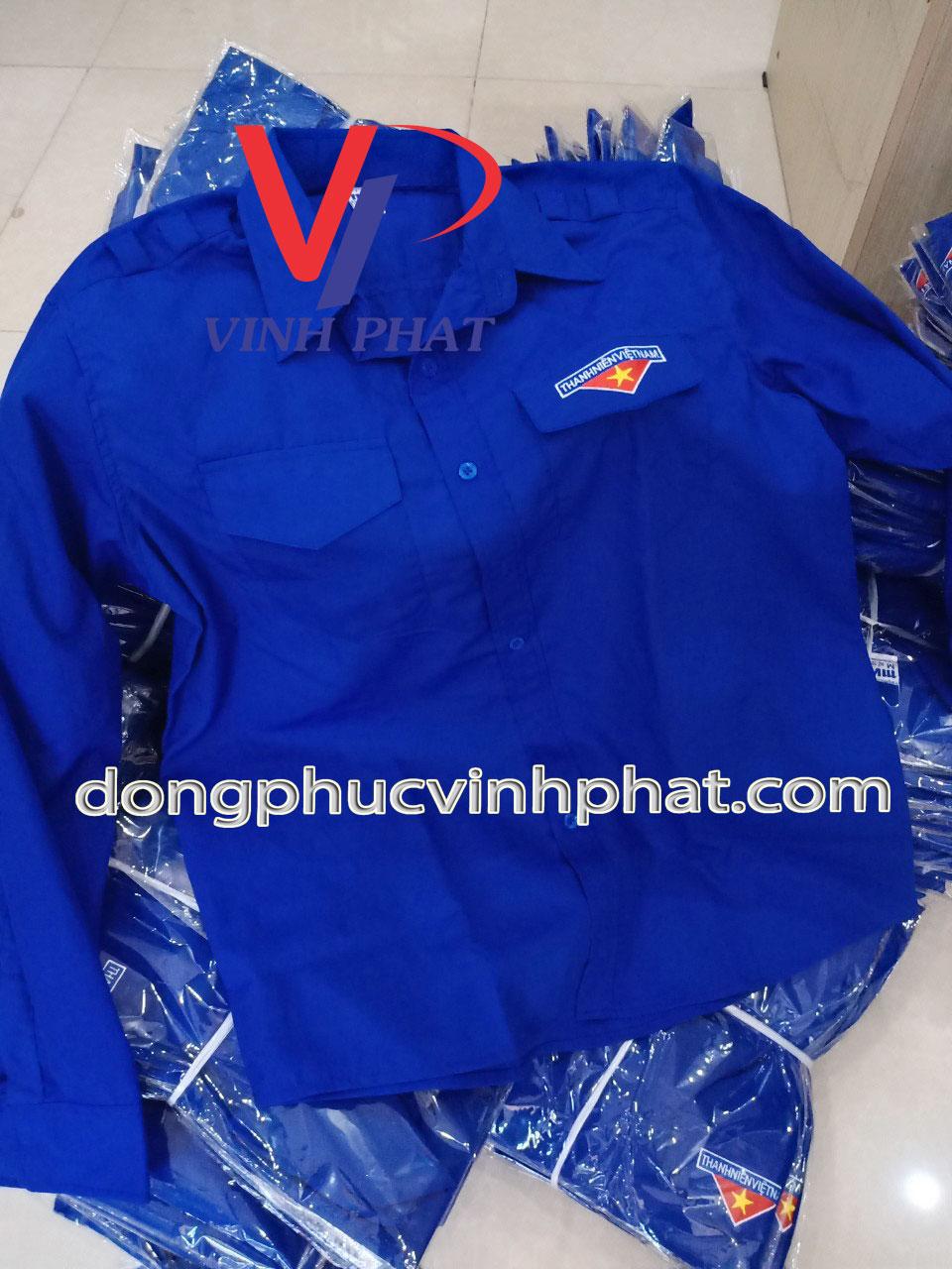 Áo sơ mi đoàn thanh niên tay dài nam chuẩn size, áo đoàn viên