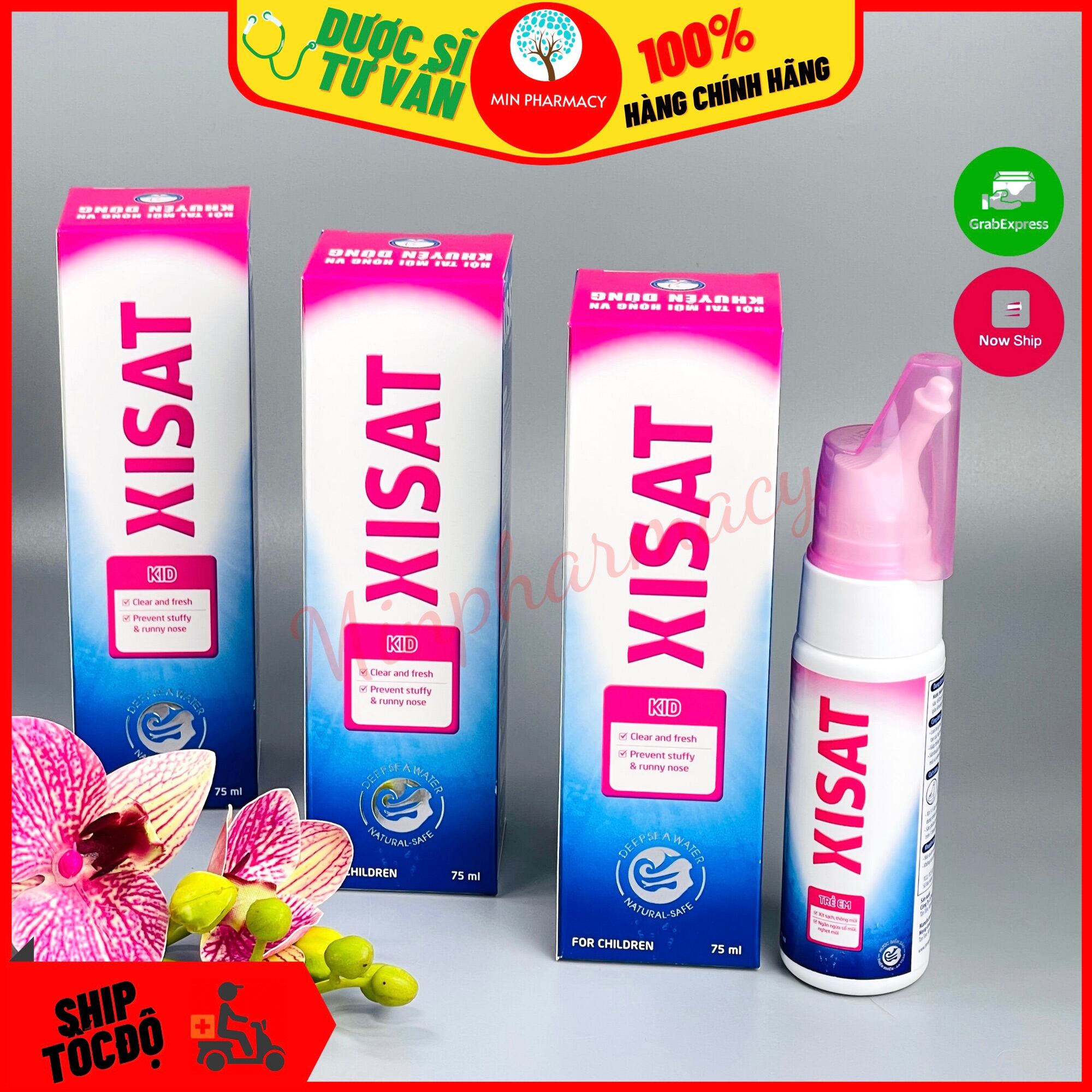 Nước xịt rửa mũi xisat hồng 75ml- dùng cho trẻ em