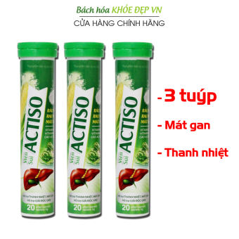 Combo 3 tuýp sủi Actiso Râu ngô Rau má mát gan bổ sung vitamin PP B C giải độc gan bổ gan - Tuýp 20 viên