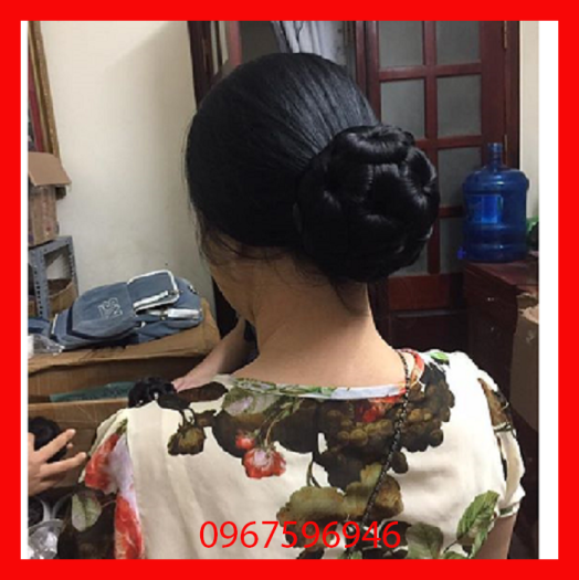 Búi tóc giả trung niên cao cấp dầy đẹp, kẹp tóc giả cổ trang BÚI HOA KHÔNG ĐÁ