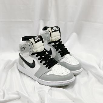 Giày thể thao jordan cổ cao xám trắng, Giày sneaker jodan xám cao cổ móc đen smoke grey nam nữ cao cấp