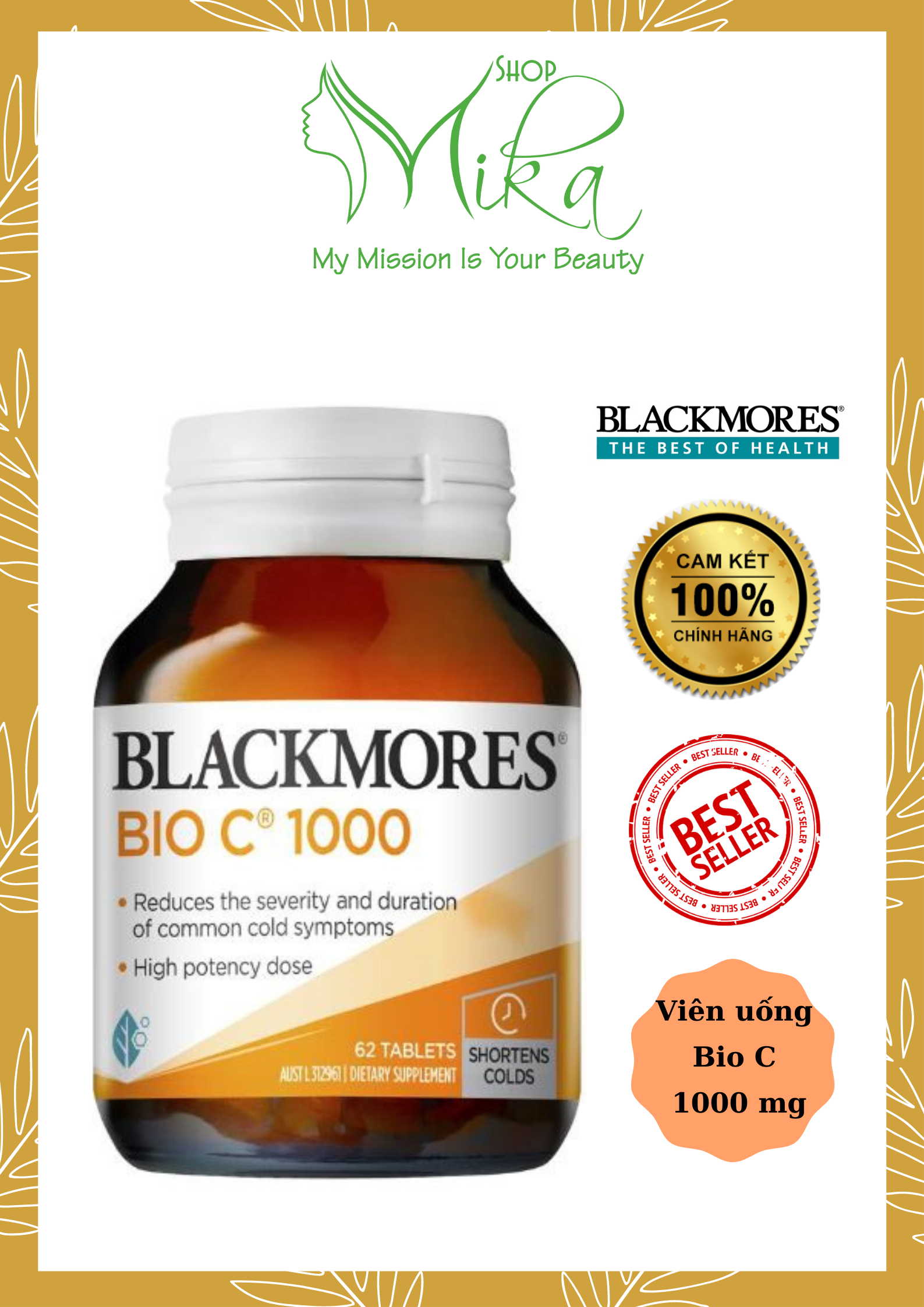 Viên uống hỗ trợ bổ sung vitamin c - bio c 1000mg blackmores 62 viên
