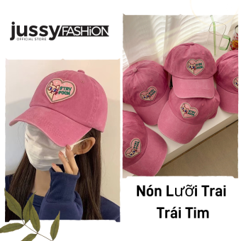 Nón Lưỡi Trai Trái Tim Màu Hồng Jussy Fashion Kiểu Mũ Lưỡi Trai Cặp Đôi Chất Vải Cotton Thoáng Mát