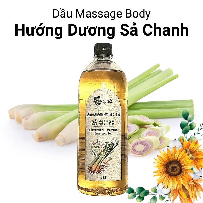 Dầu Massage Body Hướng Dương Tinh Dầu Sả Chanh ACENA 1000ml Giàu Vitamin E, Dưỡng Da Mịn Mượt, Chuyên Dùng Spa Cao Cấp