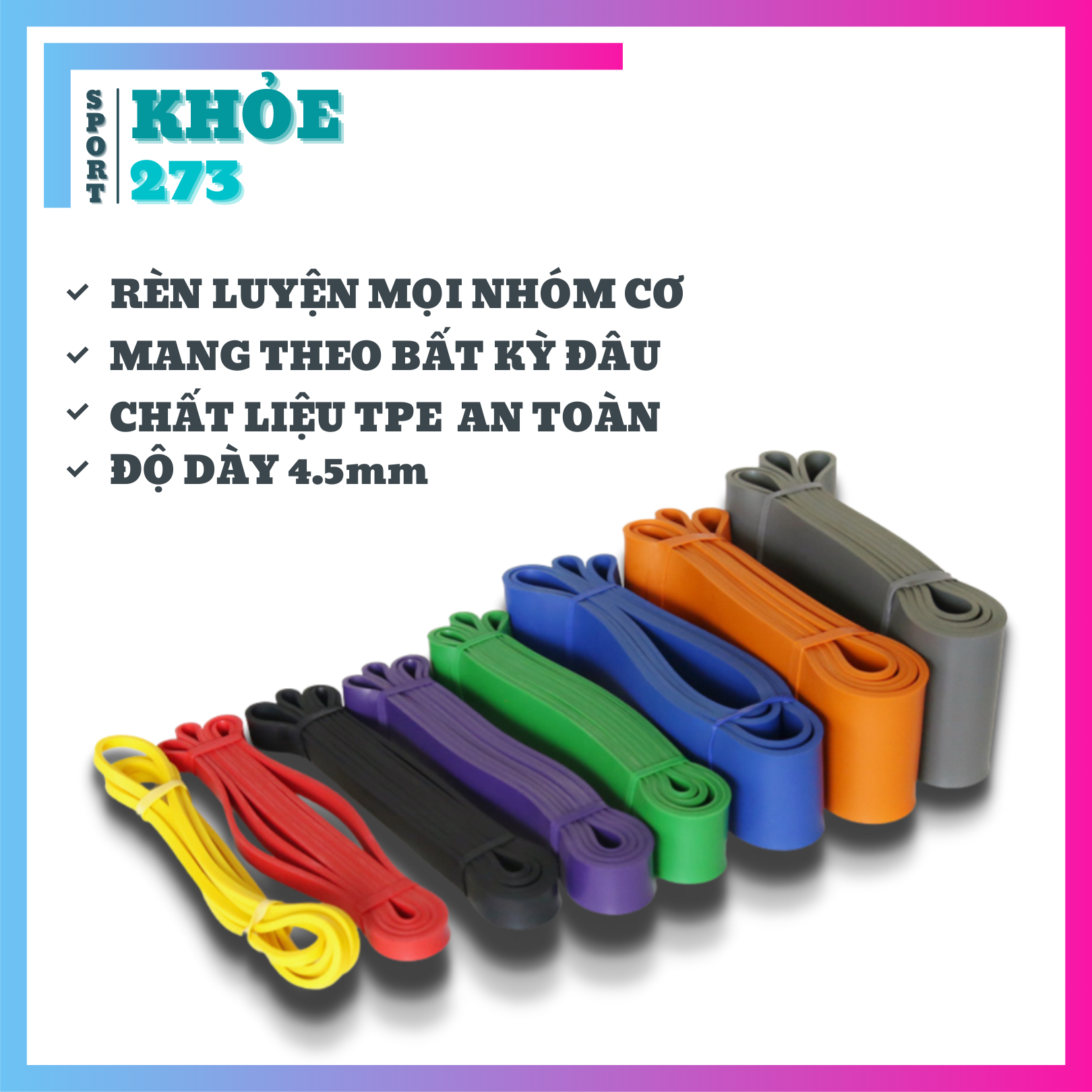 Dây kháng lực power band shop khỏe 273 tập gym tại nhà