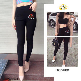 Quần legging nữ - thêu logo GC đỏ trắng [ảnh + video thật]