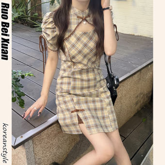 DOUHANZI Đầm sườn xám eo thon phong cách Trung Quốc cho nữ