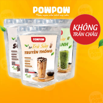 Set trà sữa KHÔNG TRÂN CHÂU tự nấu Phúc Long Thái Xanh Truyền Thống POWPOW 7 vị