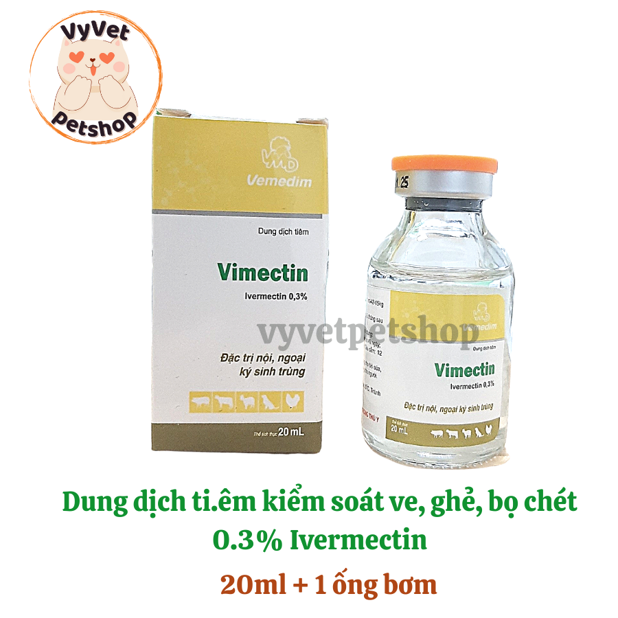 VIMECTIN 0.3% Ivermectin kiểm soát nội ngoại kí sinh trùng chai 20ml