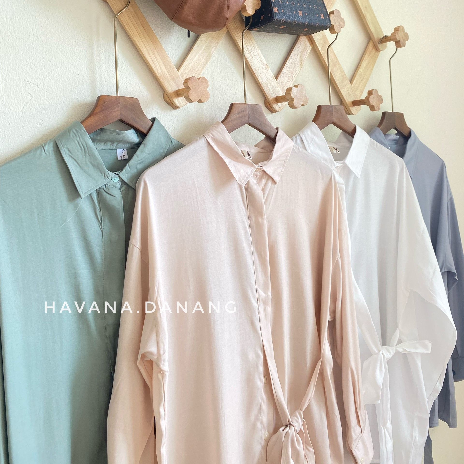 Áo sơ mi lụa nữ dài tay, sơ mi buộc eo mềm mịn freesize
