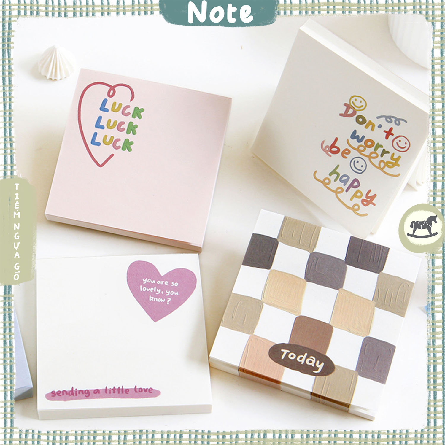 Tập 100 note Deep Love Giấy Note Ghi Chú Cute Dễ Thương Trang Trí Bullet Journal - Tiệm Ngựa Gỗ