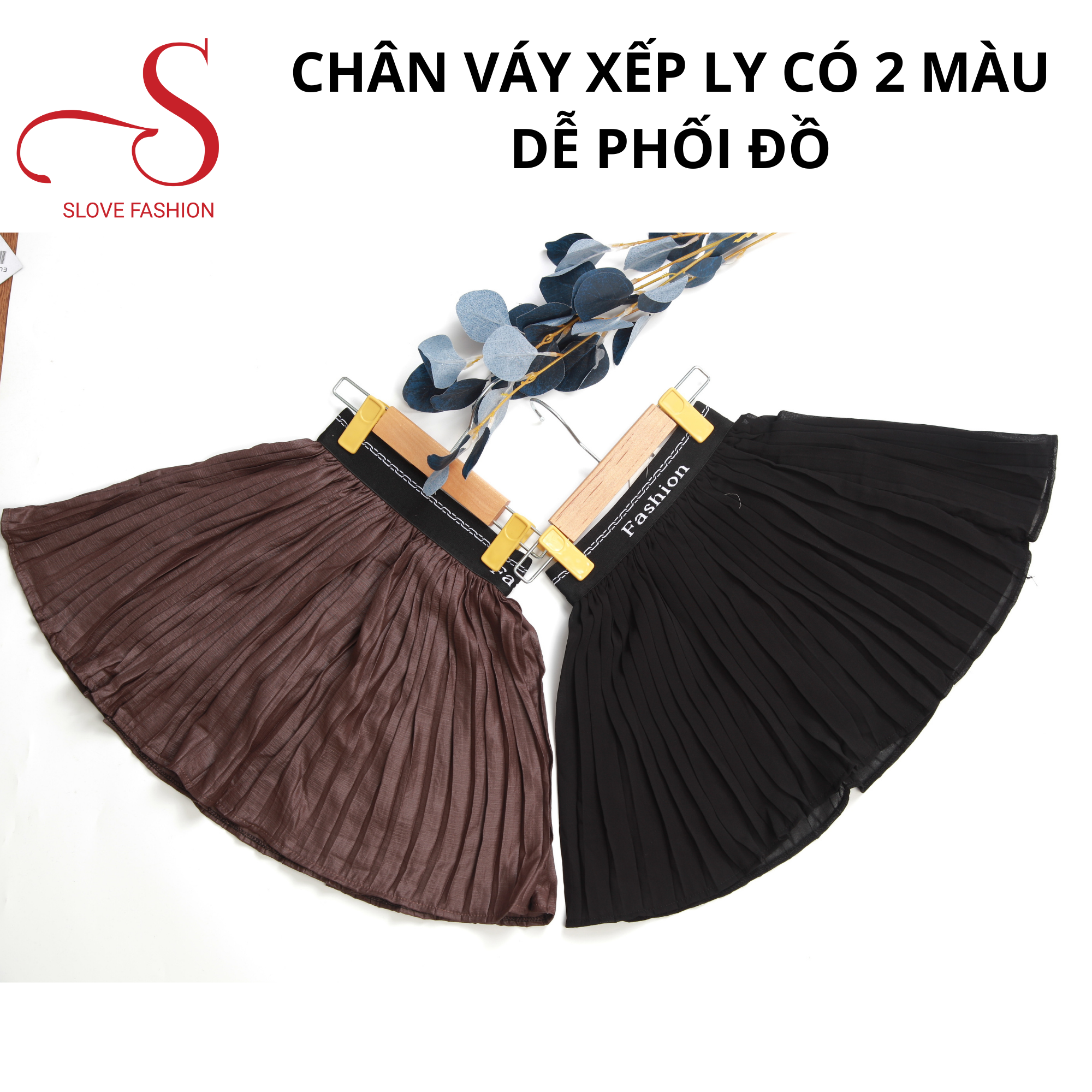 Chân váy xếp ly cho bé, SLOVE CV01 chân váy rập ly dài trên gối, có quần đùi trong kín đáo 2 màu Đen