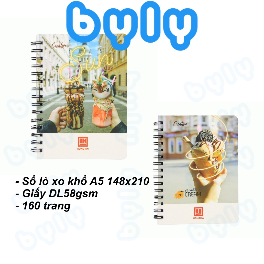 Sổ lò xo 160 trang kích thước a5 creative hồng hà 4120 - byly store
