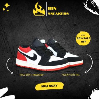Giày Jordan JD1 thấp cổ nam nữ màu đỏ đen chuẩn 11 Full Box - Giày thể thao nam nữ Jordan cổ thấp cao cấp