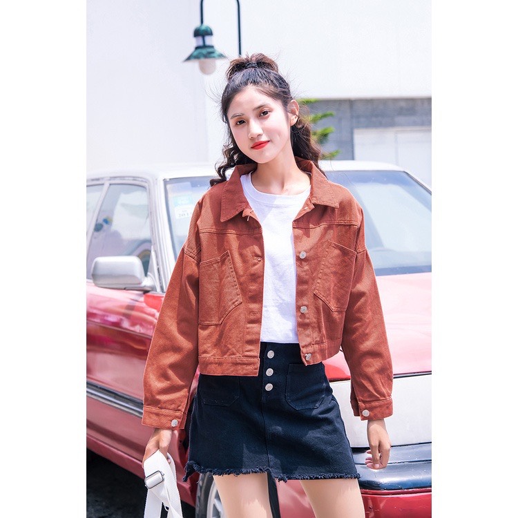 ÁO KHOÁC KAKI JEAN NỮ UNISEX (CAM) THỜI TRANG SHOP QUANG BOUTIQUE