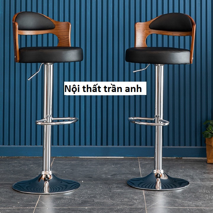 Ghế ngồi quầy đa năng nhập khẩu có tựa lưng phong cách hiện đại bọc da sang trọng GHP002