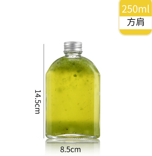 Chai thủy tinh vuông dẹp 250ml nắp nhôm