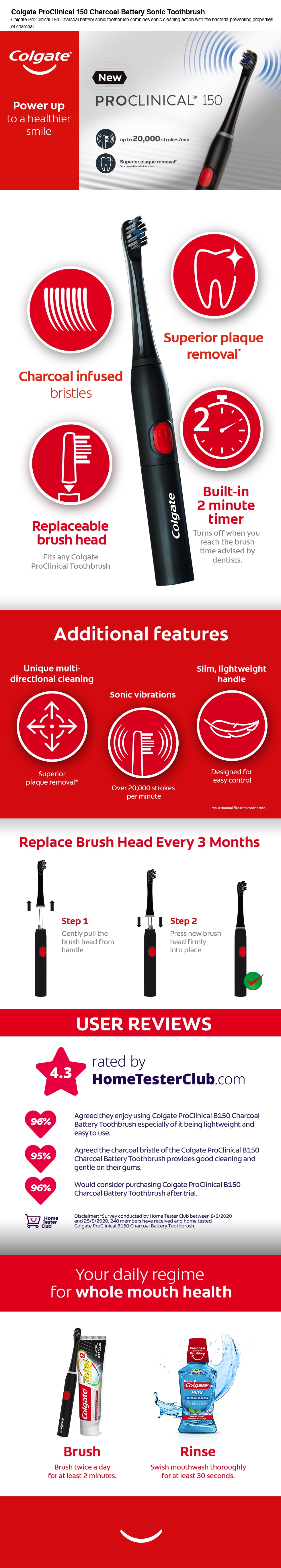 colgate proclinical 150 sonic charcoal battery powered toothbrush