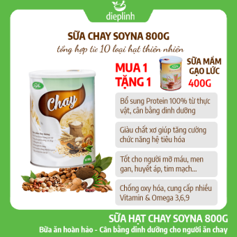 Sữa Chay Dinh Dưỡng - Sữa Thực Vật Chay SoyNa 800g - Thay Thế Bữa Ăn Chay Hàng Ngày - Sữa Dinh Dưỡng Chay - Ăn Chay - Sữa Cho Người Lớn - Món Chay - Khởi Sự Ăn Chay - Thức Ăn Chay - Đã Kiểm Định Chất Lượng VSATT