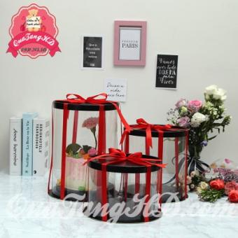 Hộp mica trong suốt đựng bánh kem sinh nhật, đựng quà tết HD Gift siêu đẹp loại tròn