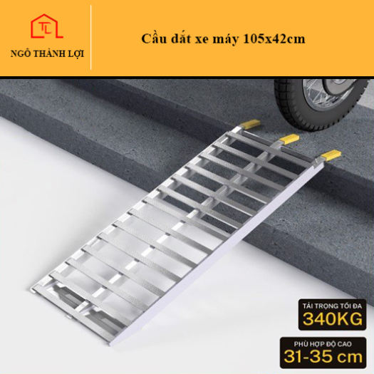 Cầu dắt xe máy (Dốc lên xe) hợp kim nhôm 105x42cm cho thềm nhà từ 31- 35cm