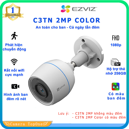 Camera ip wifi không dây ezviz c3tn 2mp full hd color - camera ngoài trời, màu đêm, tích hợp ai, báo động