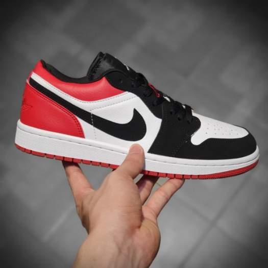 Giày Air Jordan 1 Black Toe Low, giày sneaker jd đen đỏ cổ thấp nam nữ hàng cao cấp