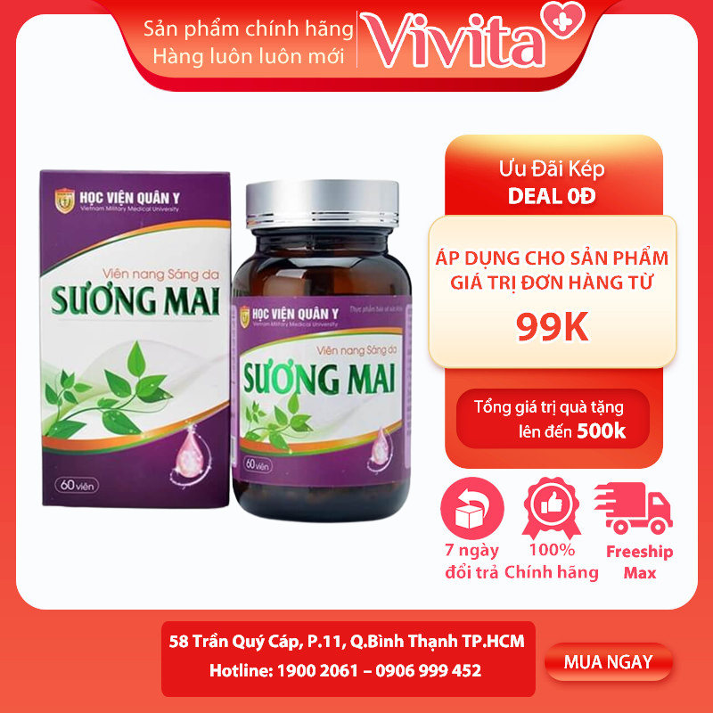Viên uống sương mai | giúp da trắng sáng, mịn màng, chống lão hóa giúp trẻ hóa làn da | hỗ trợ tạo sự đàn hồi tự nhiên cho làn da, | hộp 60 viên