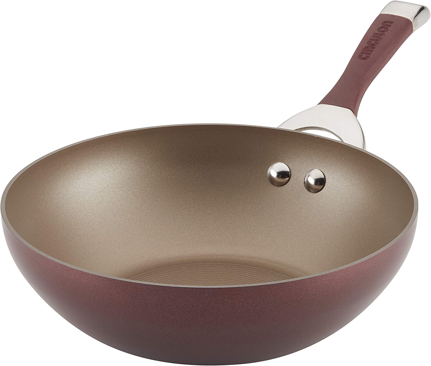 Circulon 14 Symmetry Hard-Anodized Nonstick Stir Fry with Helper Handle, Merlot