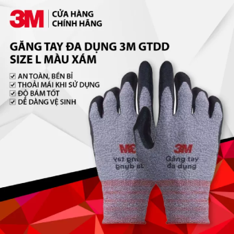 Găng tay đa dụng 3M GTDD Size L - PuDa Mall, màu Cam, màu Xanh, màu Xám, thông thoáng, bám tốt, khó bị đâm thủng