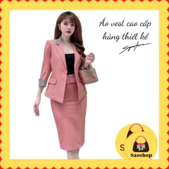 Áo vest nữ công sở, vet thời trang dáng ngắn tay lỡ kiểu dáng thời trang