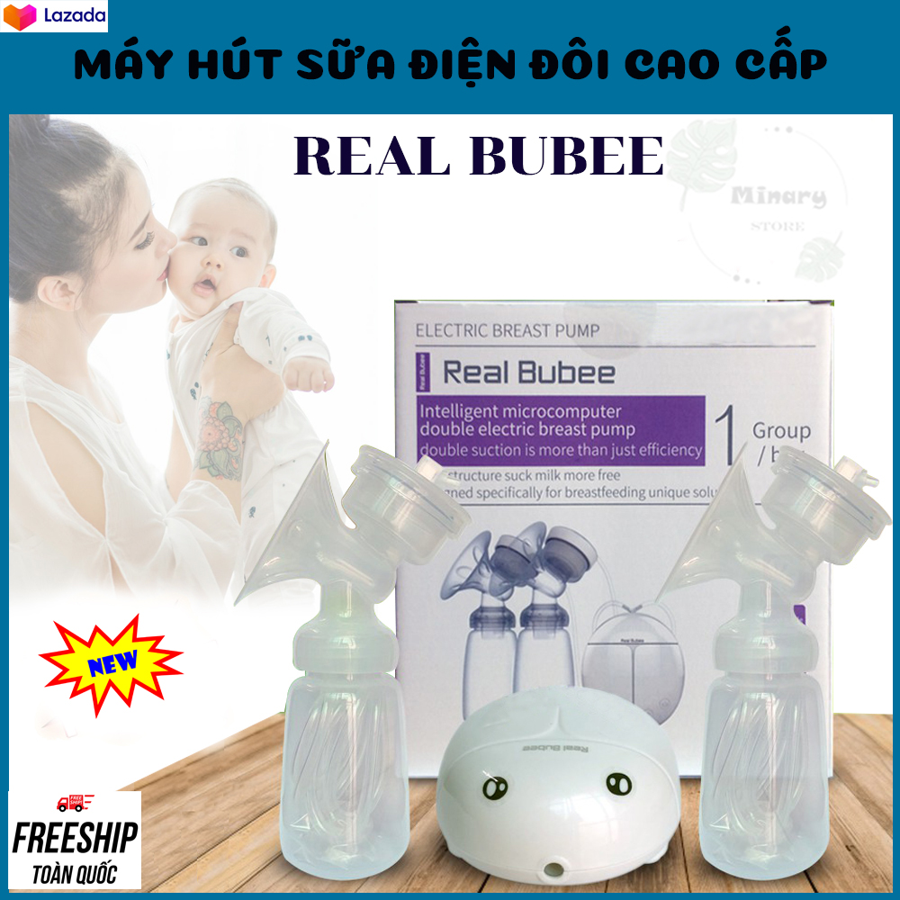 Máy hút sữa real bubee, máy hút sữa đôi, real bubee máy hút sữa. máy hút êm ái không đau, có chế độ massage kích sữa và hút sâu. bảo hành 1 đổi 1 toàn quốc.