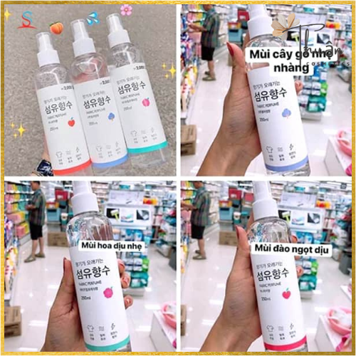 Xịt thơm quần áo hương nước hoa fabric perfume hàn quốc 250ml