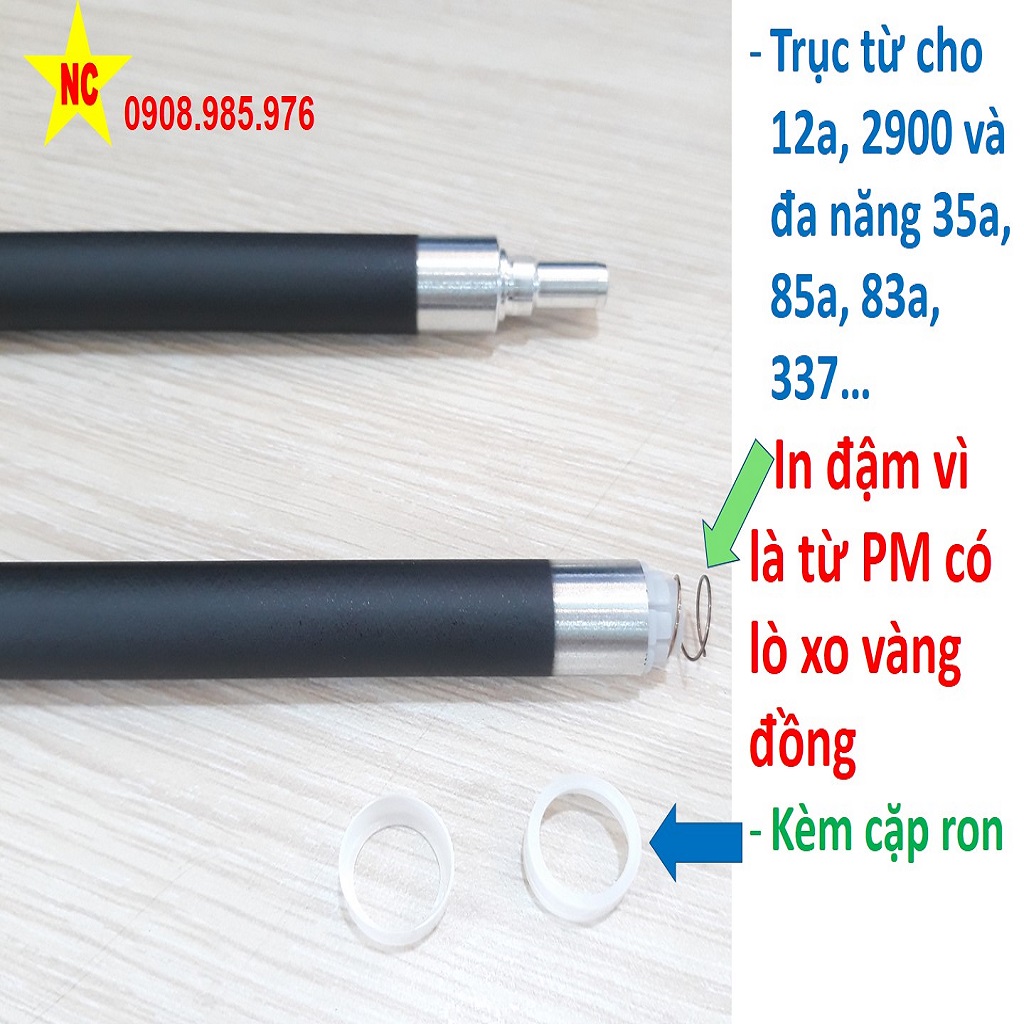 Trục từ 12a, Canon LBP 2900, 3000, in rất Đậm, cho HP 1020, 1010, 1022, 1015, 1018, 1012, 3050, 303, FX 9, là trục hít mực cho hộp mực máy in
