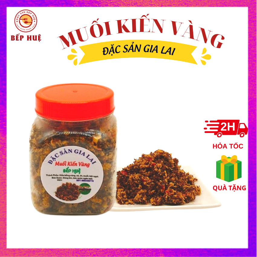 Muối kiến vàng bếp huệ đặc sản gia lai tây nguyên chua chua beo béo cay cay ăn kèm bò 1 nắng hay thịt heo gà hải sản chế biến nhiều món ăn ngon tuyệt