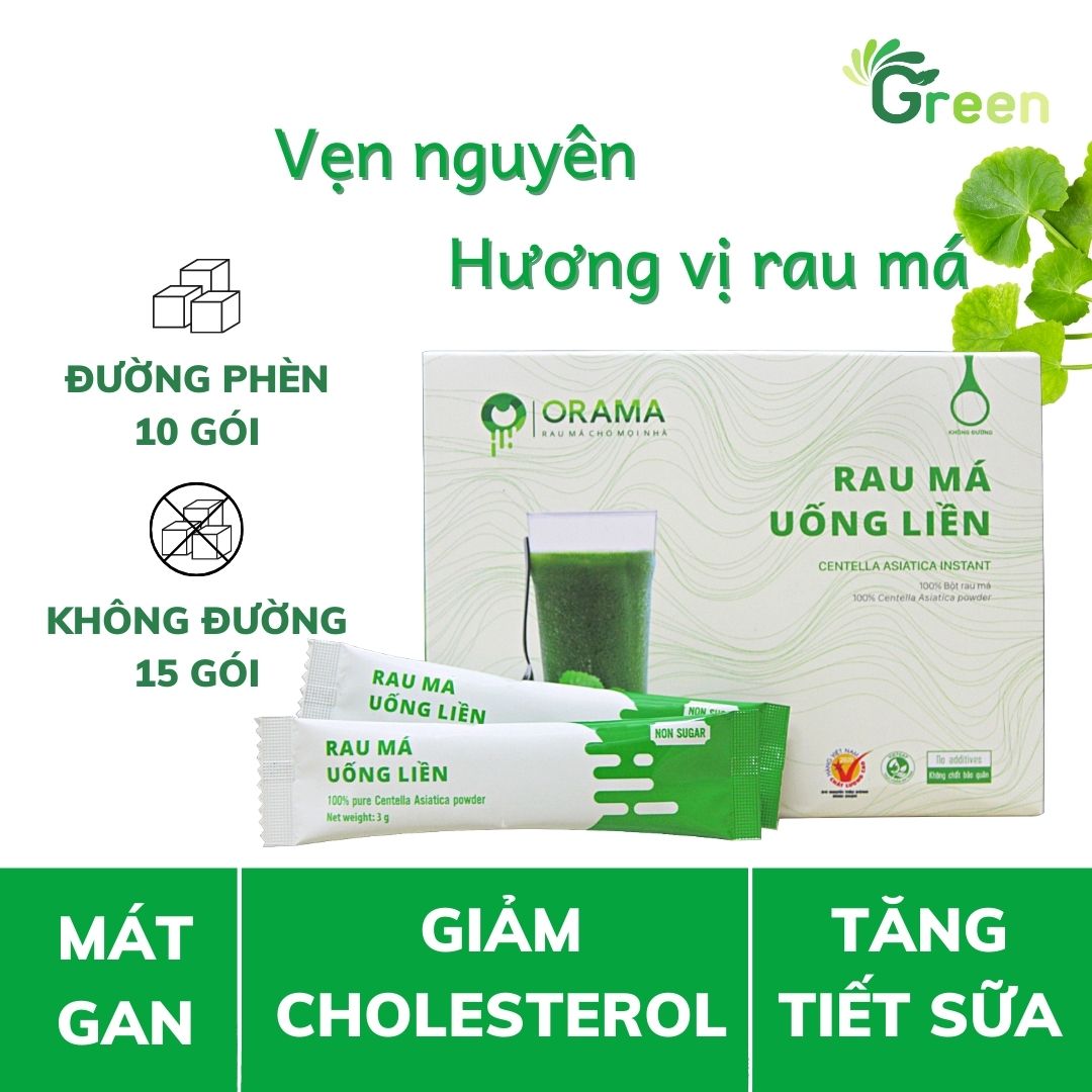 Bột Rau Má Nguyên Chất Uống Liền Quảng Thanh Giữ Nguyên Hương Vị Rau Má Tươi, Thanh Nhiệt, Mát Gan, Lợi Sữa, Có Đường 10 Gói, Không Đường 15 Gói
