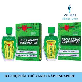 Bộ 2 Dầu Gió Xanh 2 Nắp Eagle SingaPore