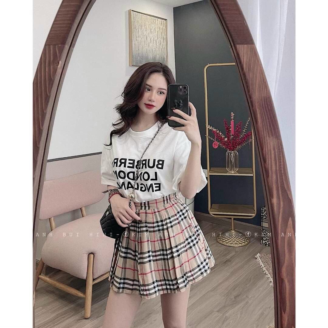 [25-27.4 Hoàn tiền 15%] SÉT ÁO PHÔNG MIX CHÂN VÁY KẺ XẾP LY BBR NĂNG ĐỘNG CÁ TÍNH-WIN SHOPP