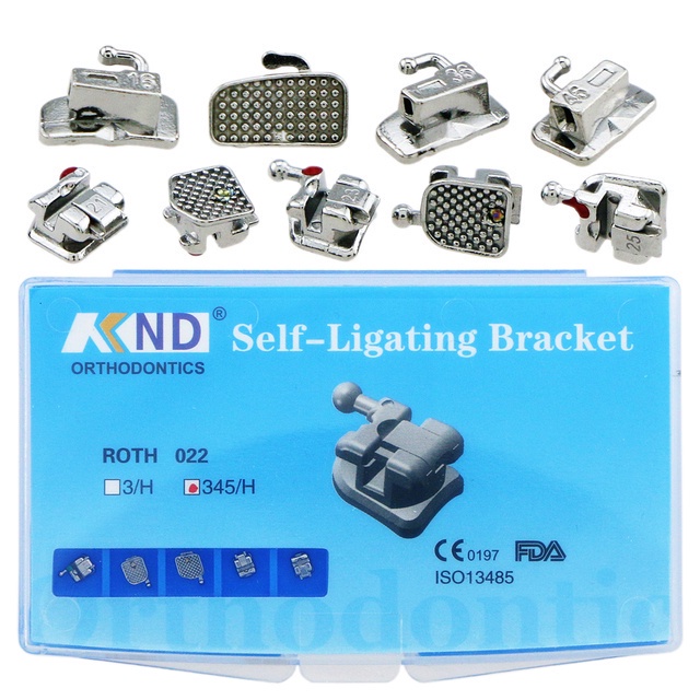 Gambar Dental Orthodontic Metal Self Ligating Bracket 0.022 MBT Roth 345 with Hooks